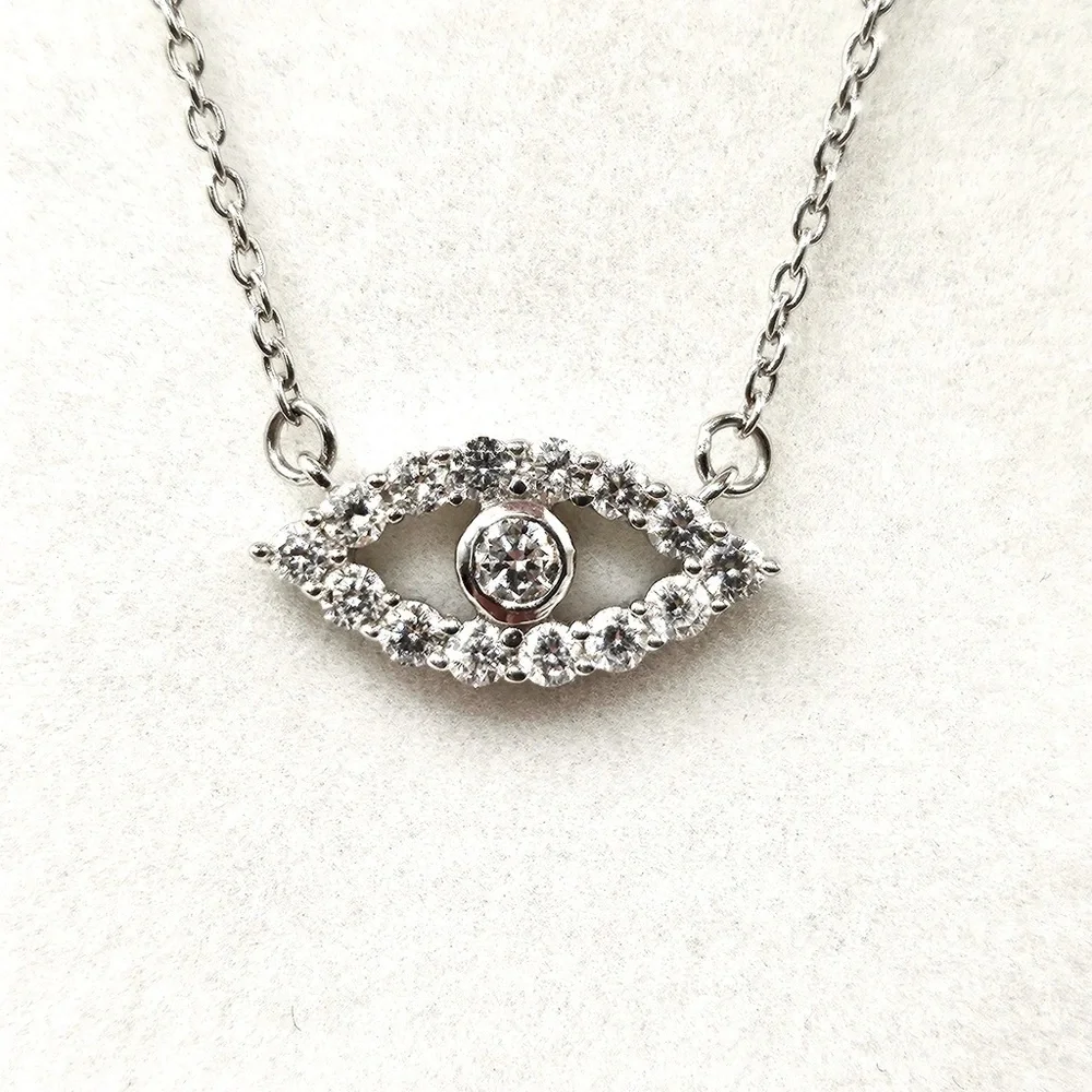 .50 cts VS Lab Diamond Evil Eye Sterling Silver Necklace - Picture 5 of 6